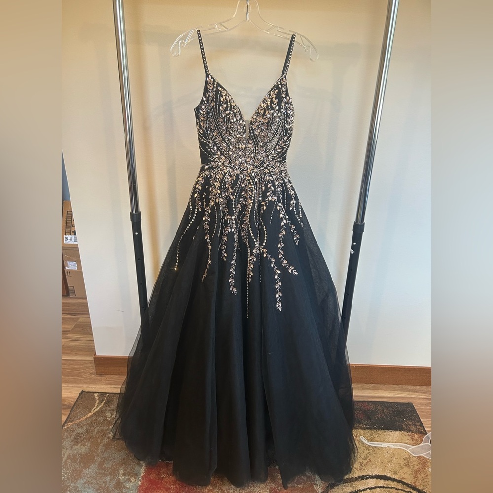 Radiant Black Prom Dress with shimmering sequins.   Size 2